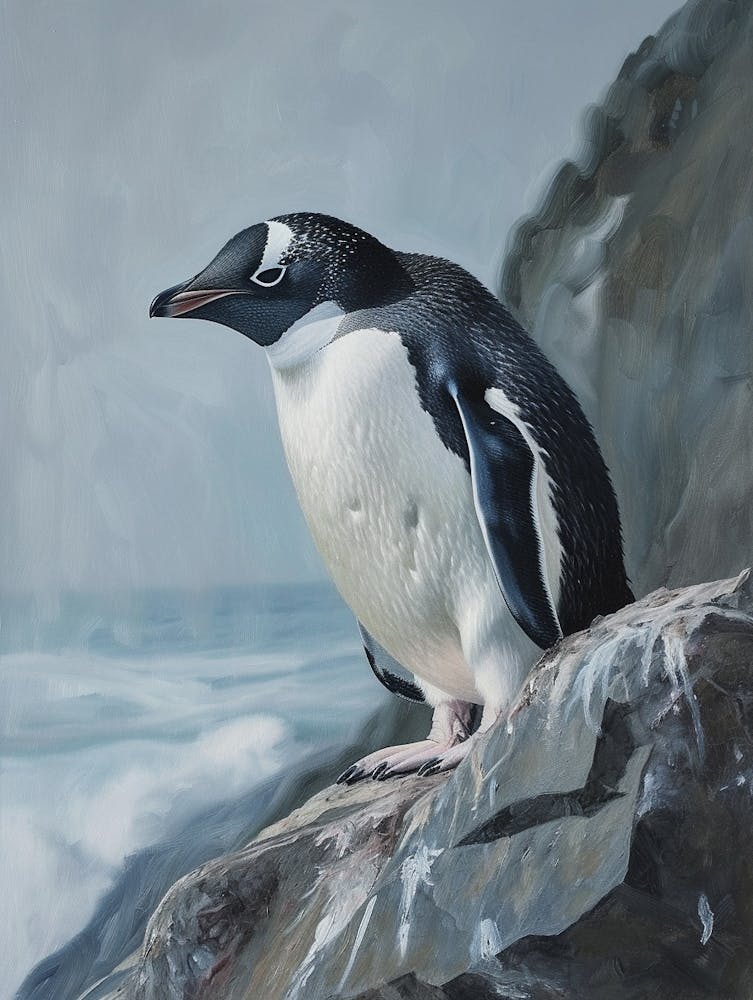 Adlie Penguin Stewart Island Ulva Island Oil Painting 3