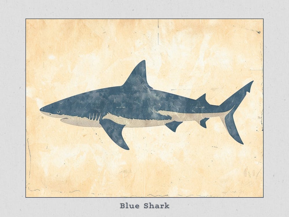 Blue Shark Grey Silhouette 7 Poster