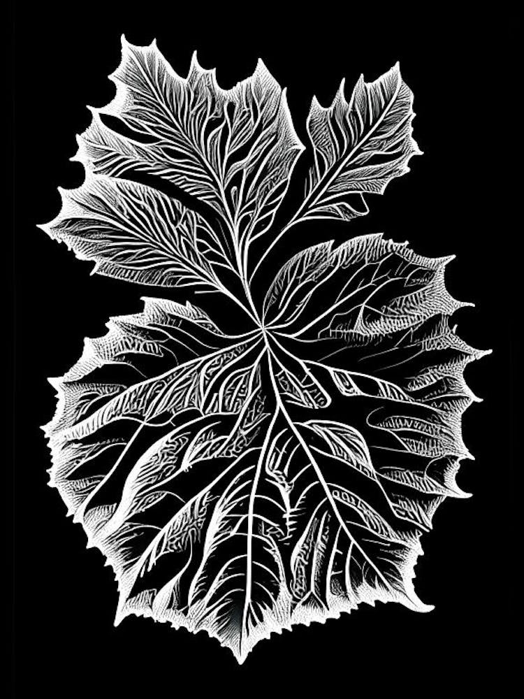 Perilla Leaf Linocut 2