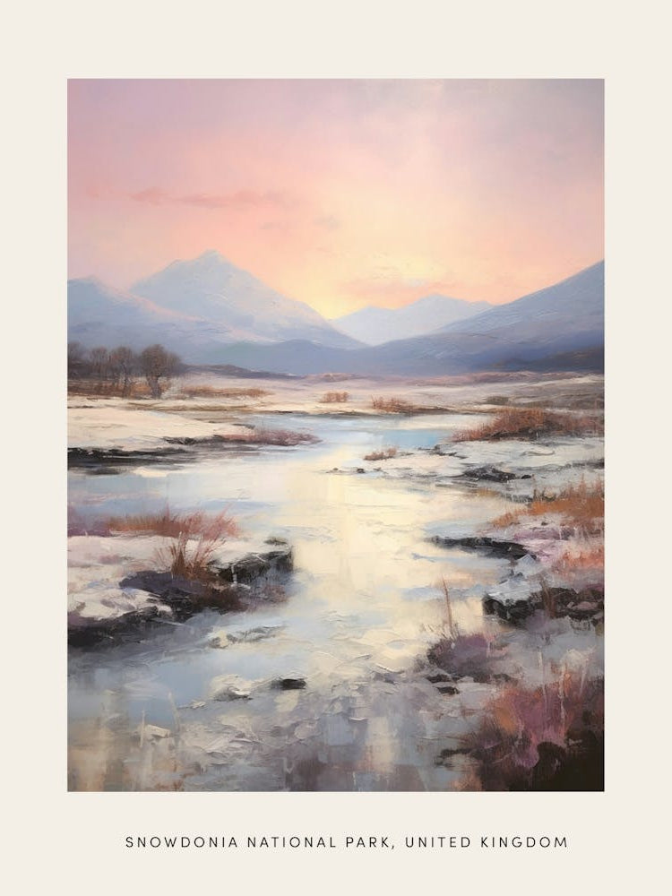 Dreamy Winter Painting Poster Snowdonia National Park United Kingdom 2