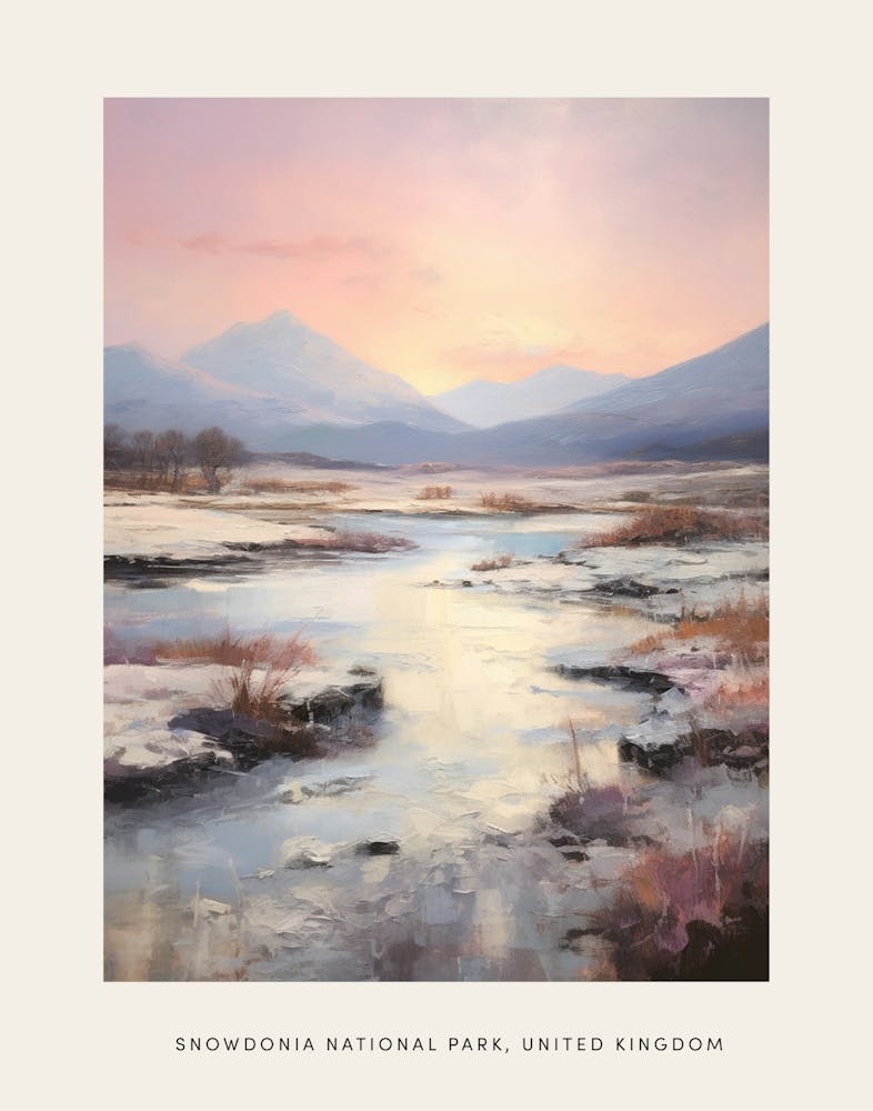 Dreamy Winter Painting Poster Snowdonia National Park United Kingdom 2