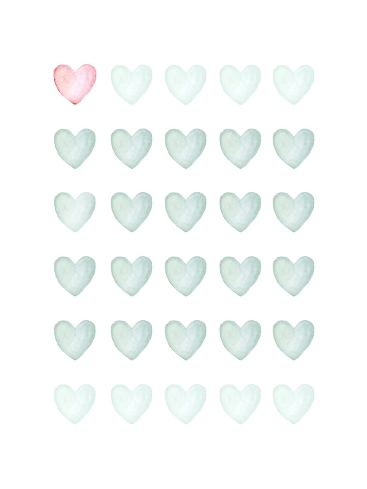 Hearts Mint Green Blush Pink