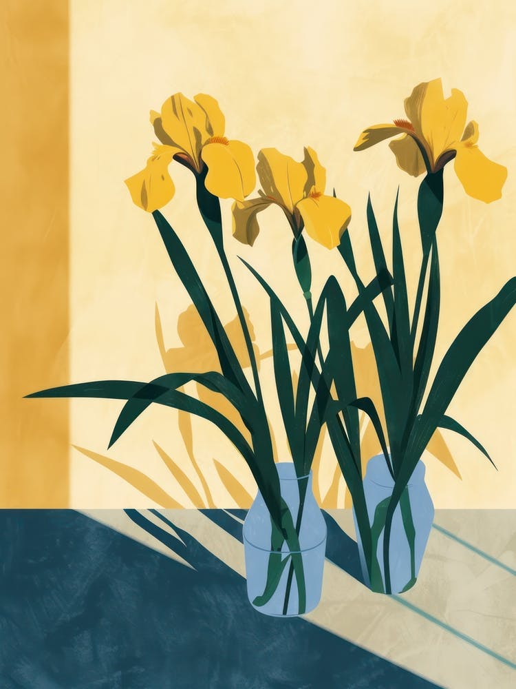 Iris Flowers On A Table   Contemporary Illustration 2