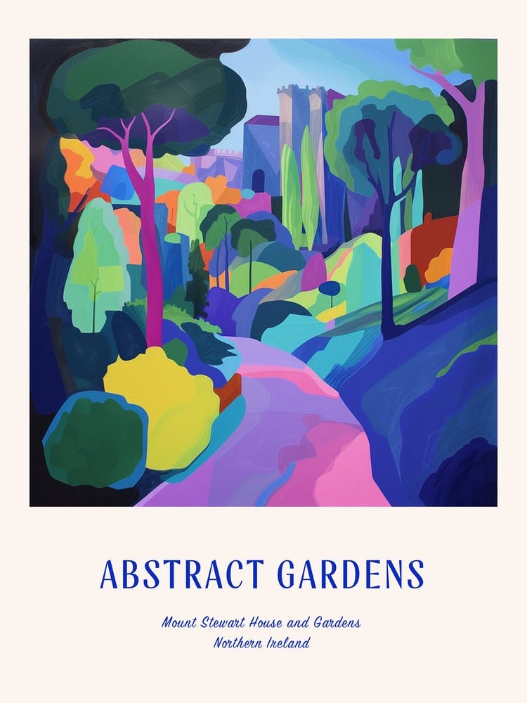 Colourful Gardens Mount Stewart House And Gardens Northern Ireland 3 Blue Poster