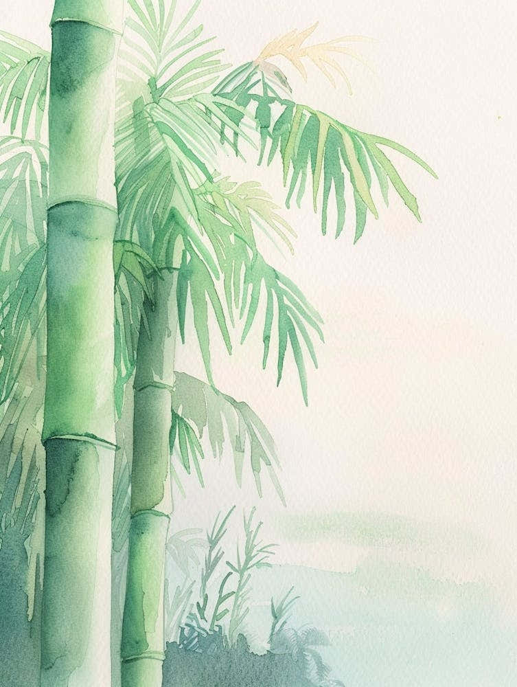 Bamboo Tree Atmospheric Watercolour Painting 6