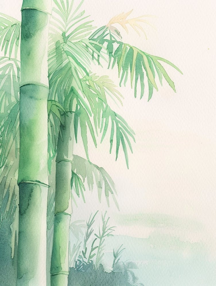 Bamboo Tree Atmospheric Watercolour Painting 6