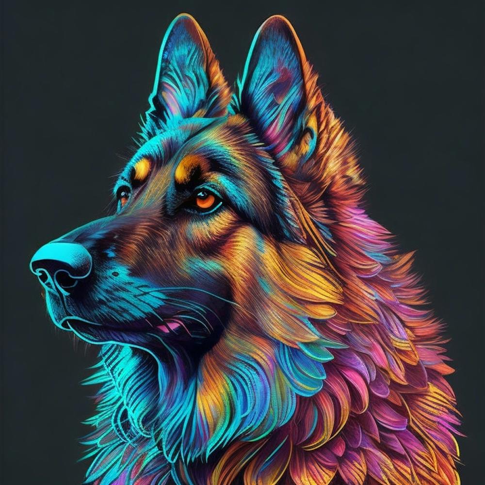 Colorful German Shepherd