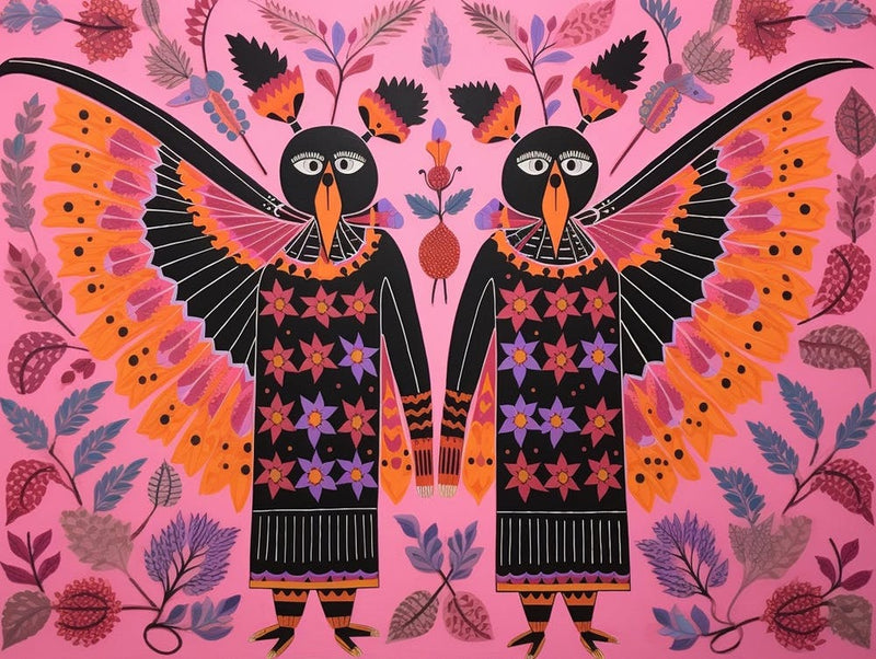 Bat 1 Folk Style Animal Illustration