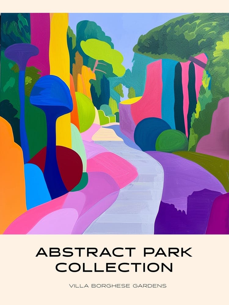 Abstract Park Collection Poster Villa Borghese Gardens Rome 4