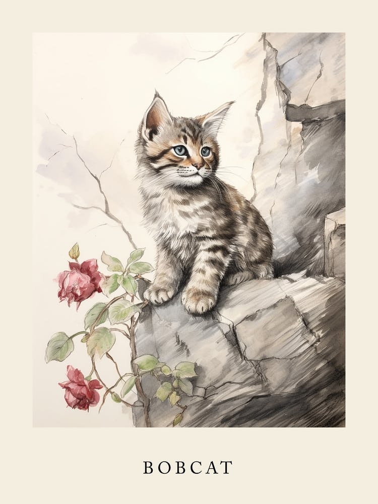 Beatrix Potter Inspired  Animal Watercolour Bobcat 2