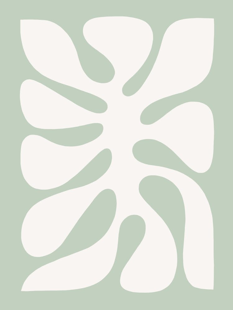 Minimal Abstract Retro Monstera Pastel Sage Green 2/2