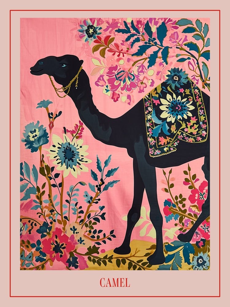 Floral Animal Painting Camel 3 Poster