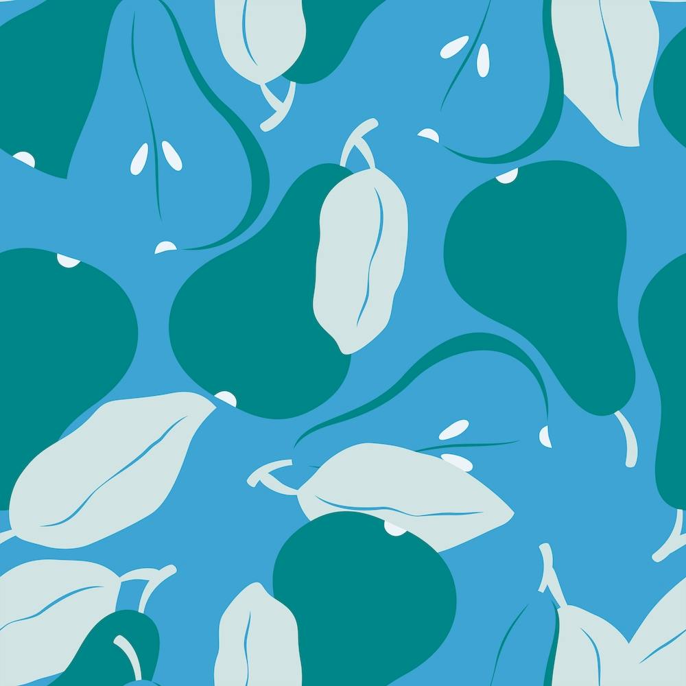 Pattern With Green Pears On Blue Square