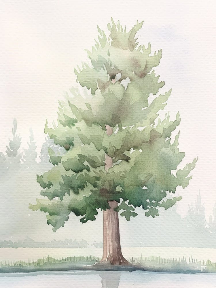 Cypress Tree Atmospheric Watercolour Painting 2