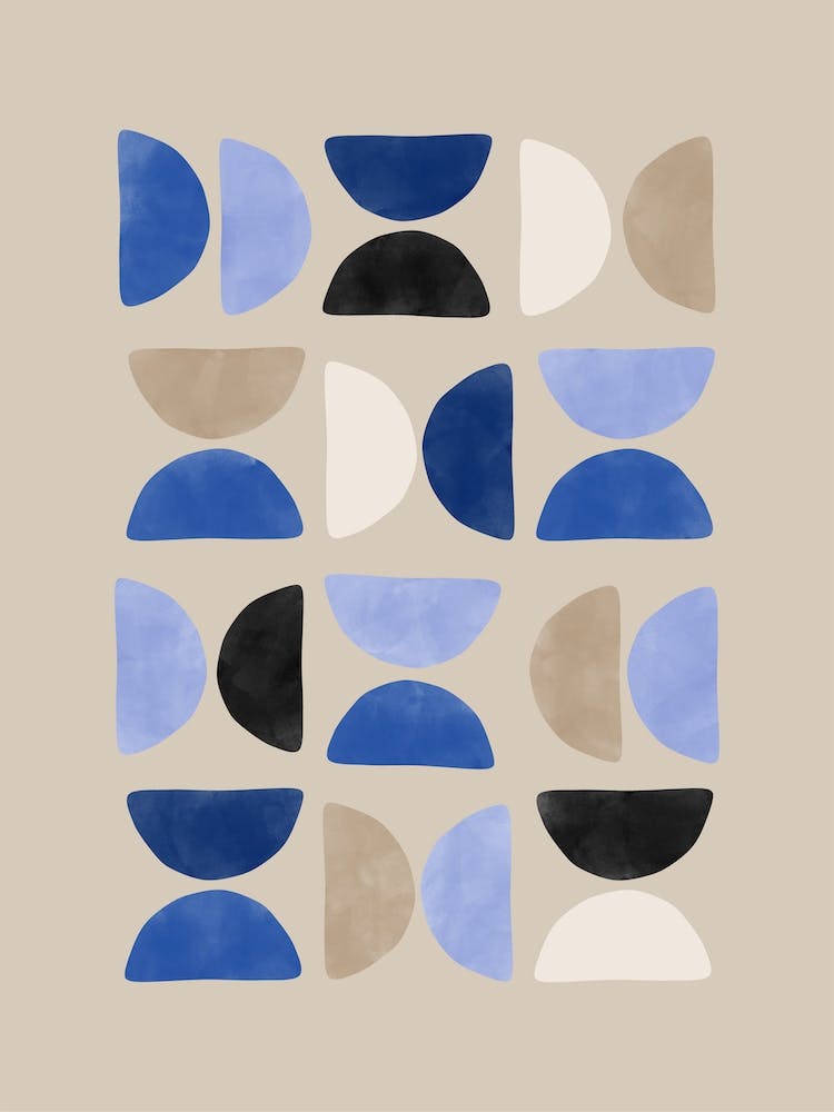 Blue Semi Circles Print No.1
