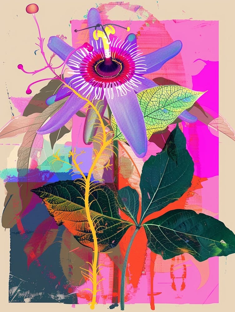 Passionsblume 4 Neonblumen-Collage