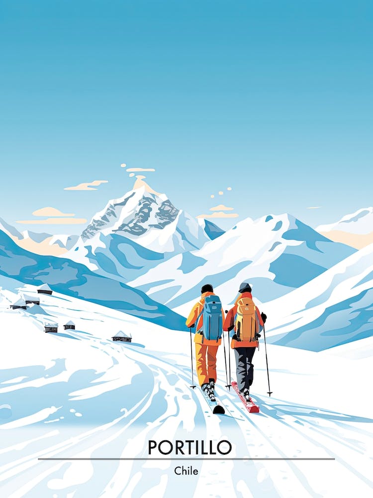 Portillo   Chile, Ski Resort Poster Illustration 1