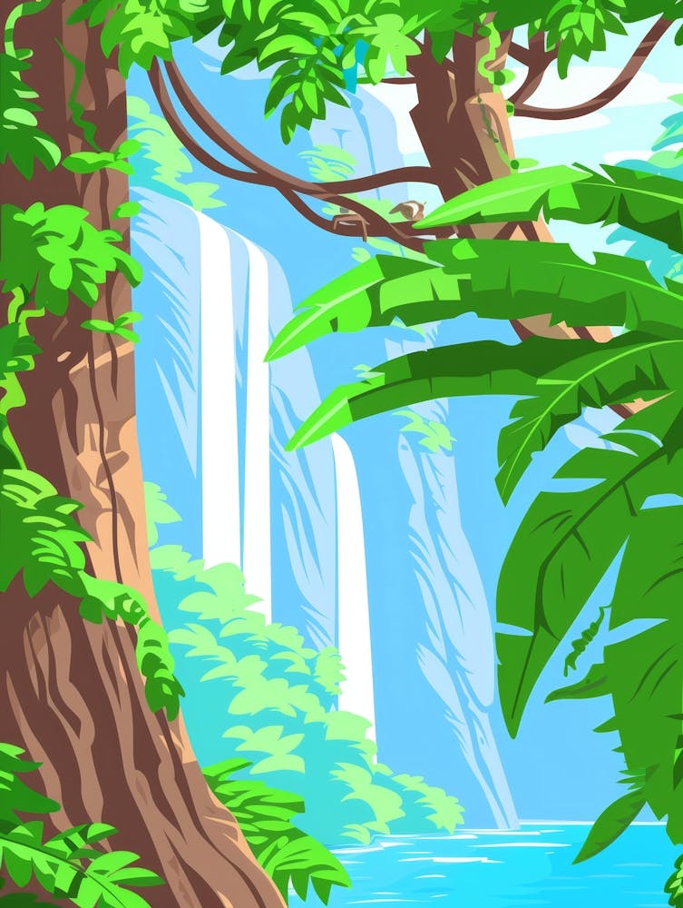Jungle With Waterfall
