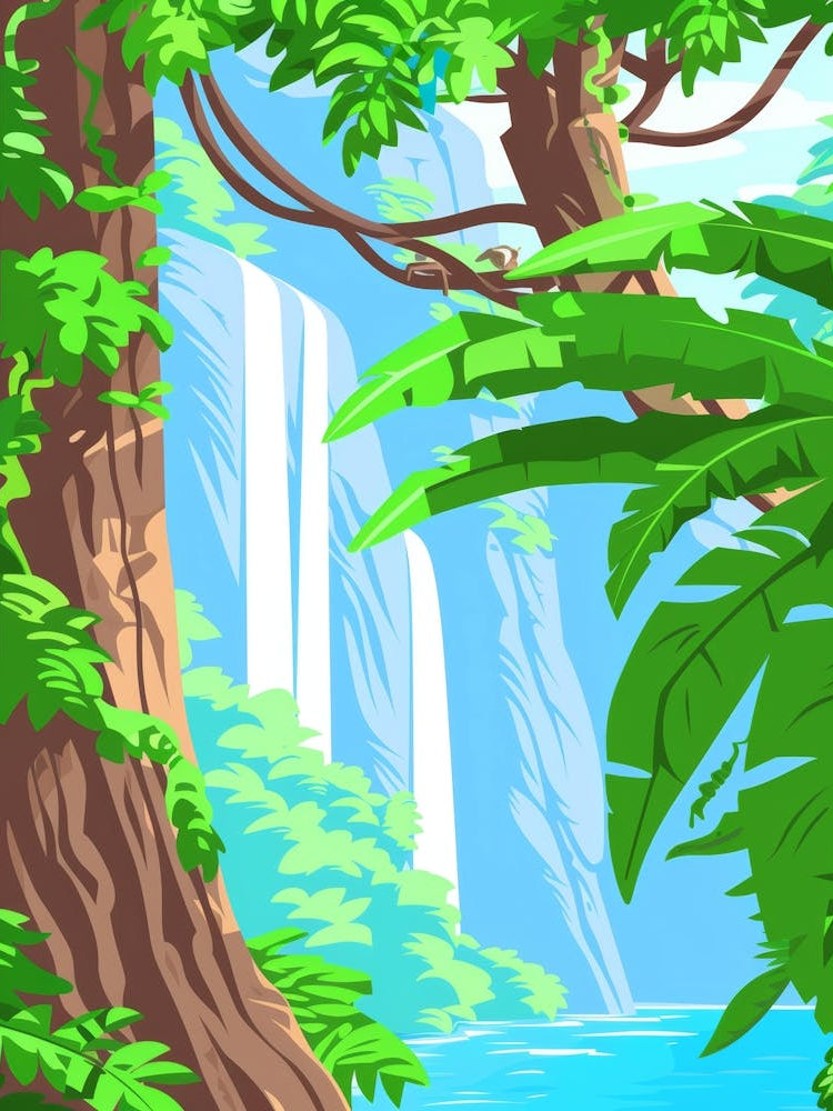 Jungle With Waterfall