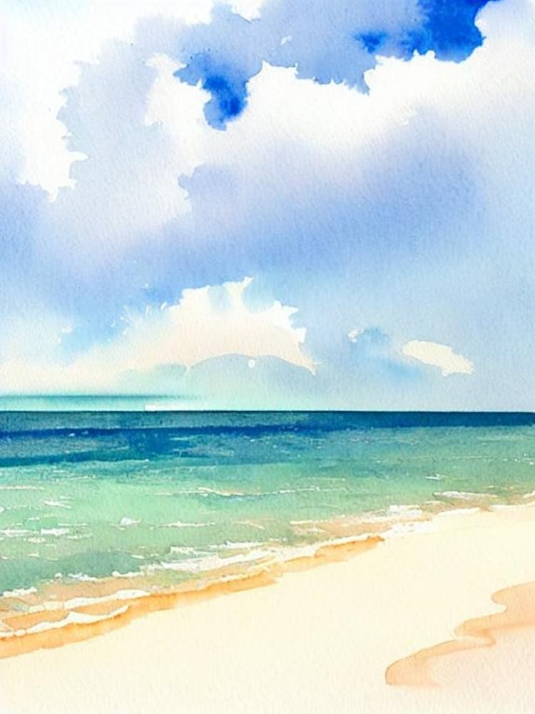 Anse Source D'Argent Beach 2, Seychelles Watercolour