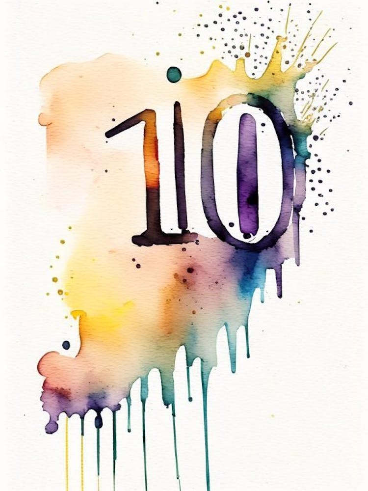 10, Number, Education Minimalist Watercolour 1