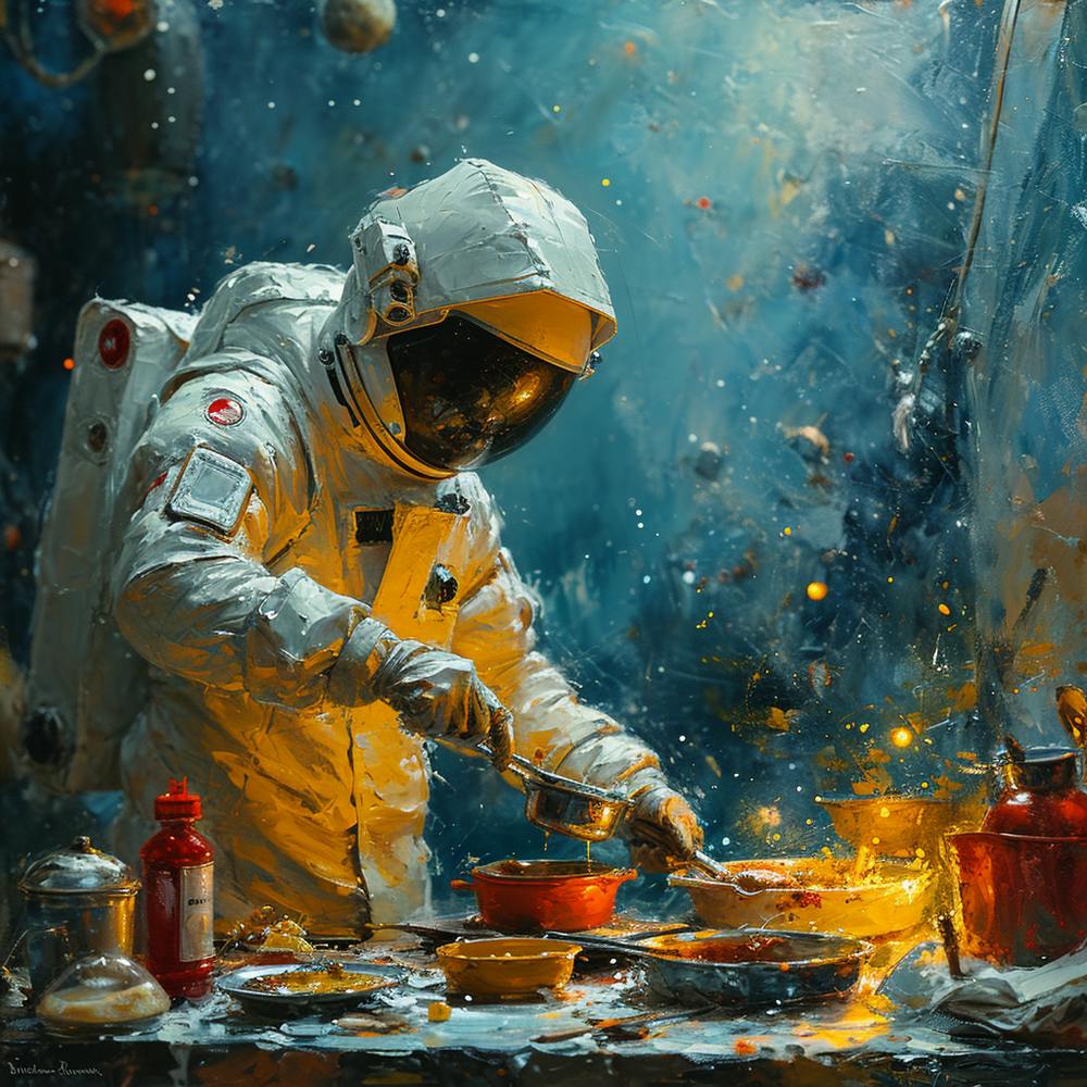 Astronaut Cooking In Space