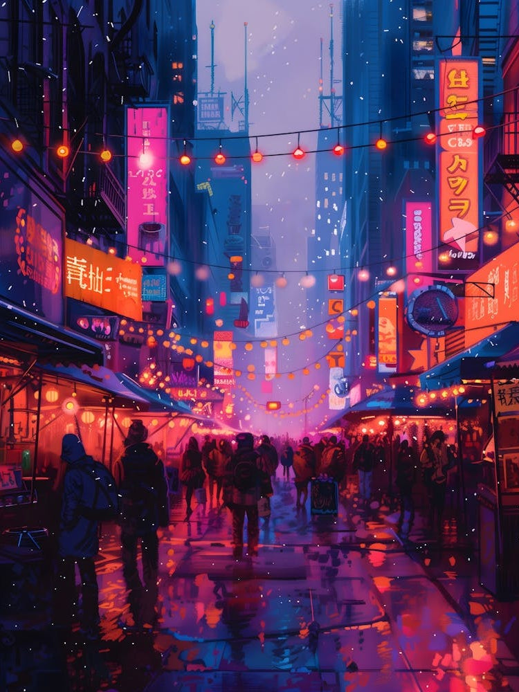City At Night, Vibrant, Pop Art