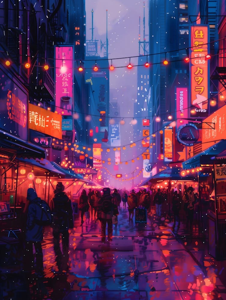 City At Night, Vibrant, Pop Art