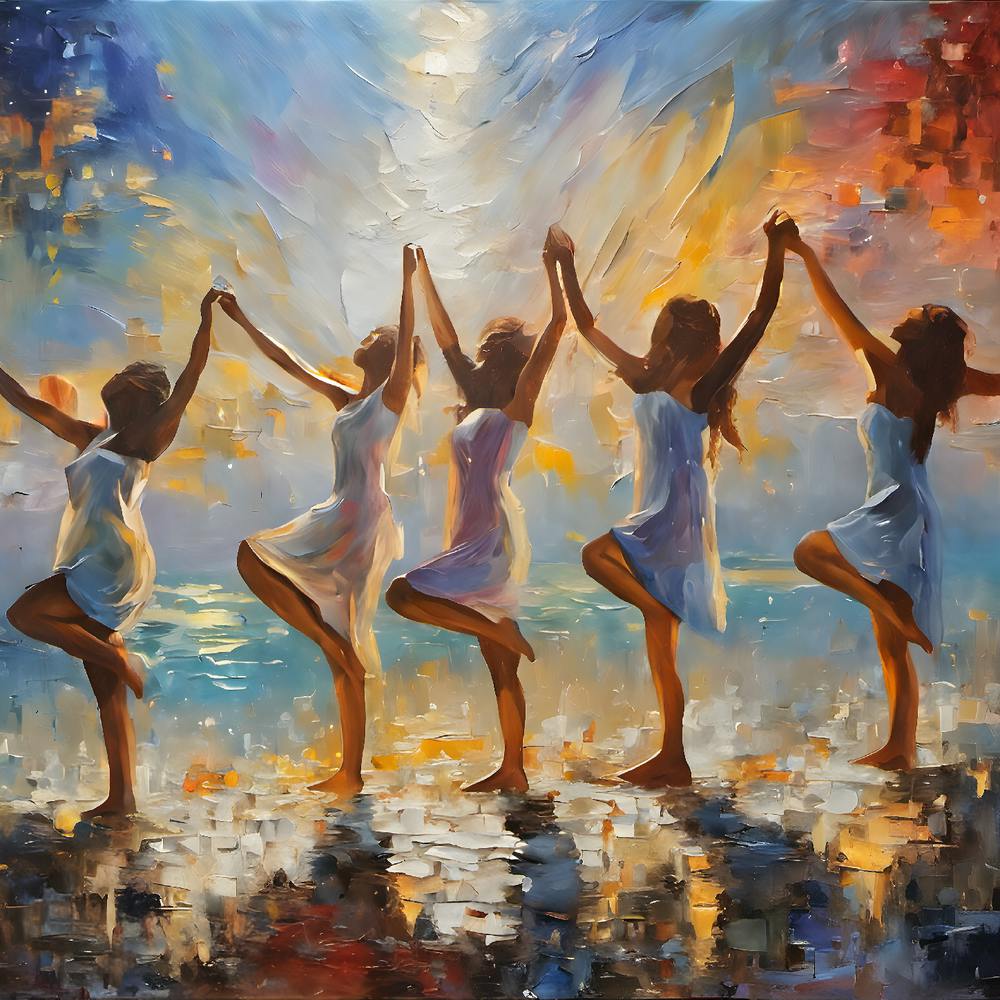 Sisterhood - Women Dancing Drawing Down The Moon Witchy Witches Communing With The Goddess Basking in The Moonlight - Fairytale Pagan Sisters