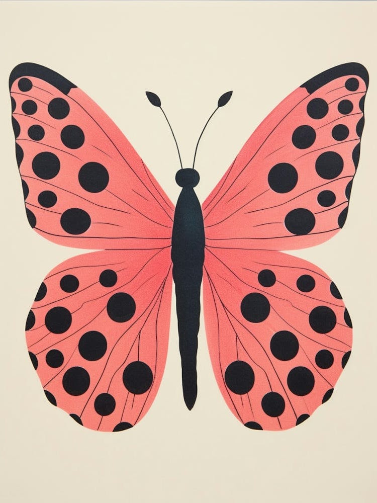 Pink Polka Dot Butterfly