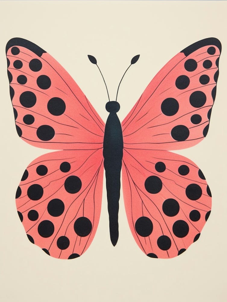 Pink Polka Dot Butterfly