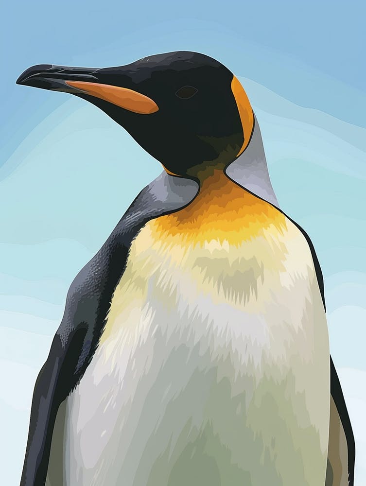 Emperor Penguin Carcass Island Minimalist Illustration 1