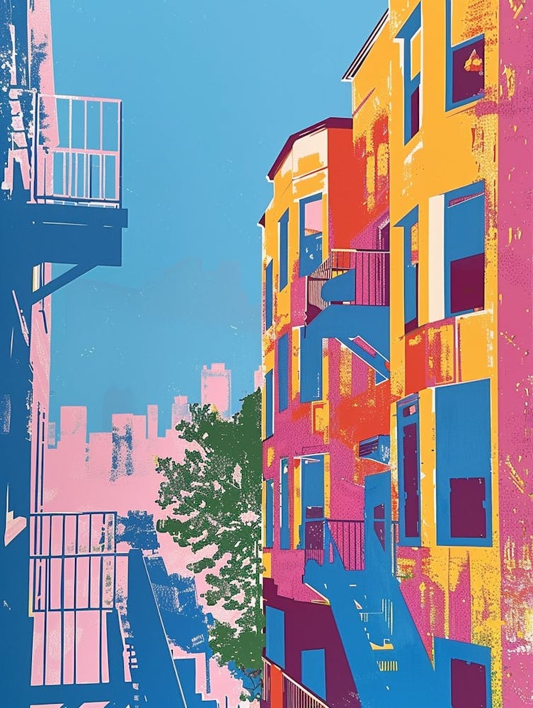 Flushing New York Colourful Silkscreen Illustration 2
