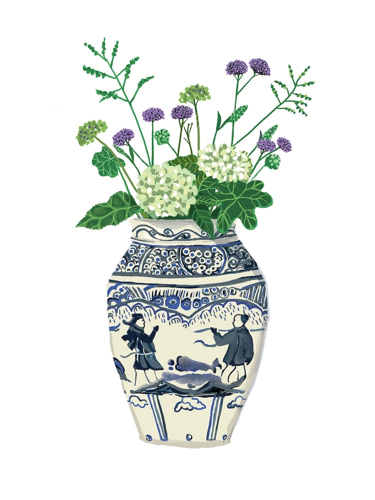 Fleurs d'hortensia dans un vase