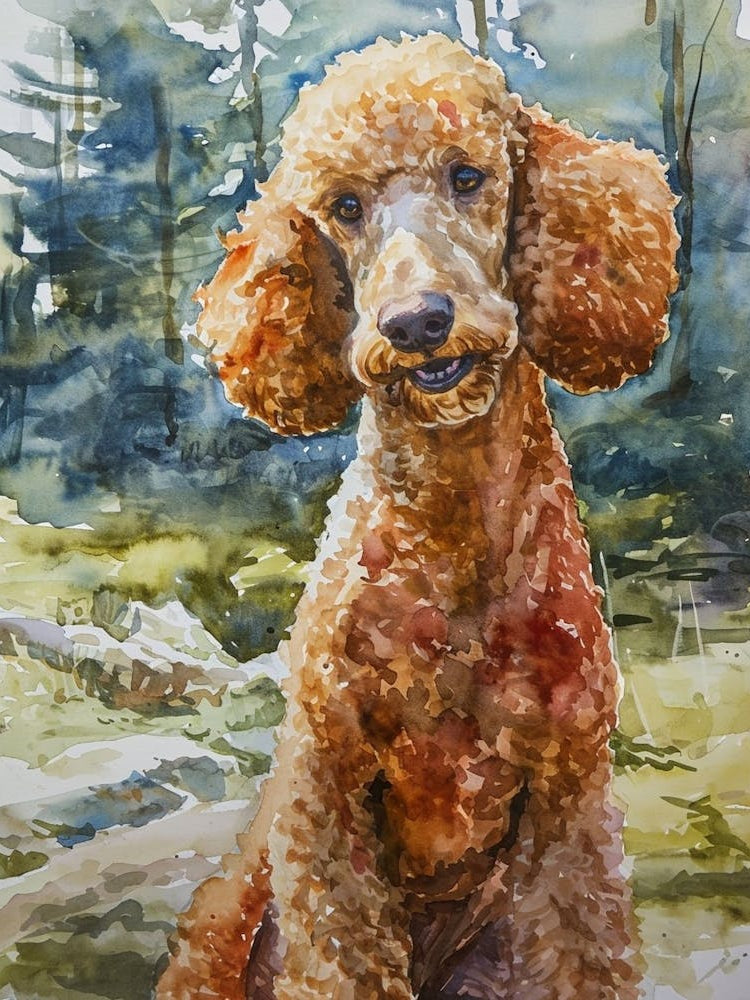 Poodle Watercolor Painting 2