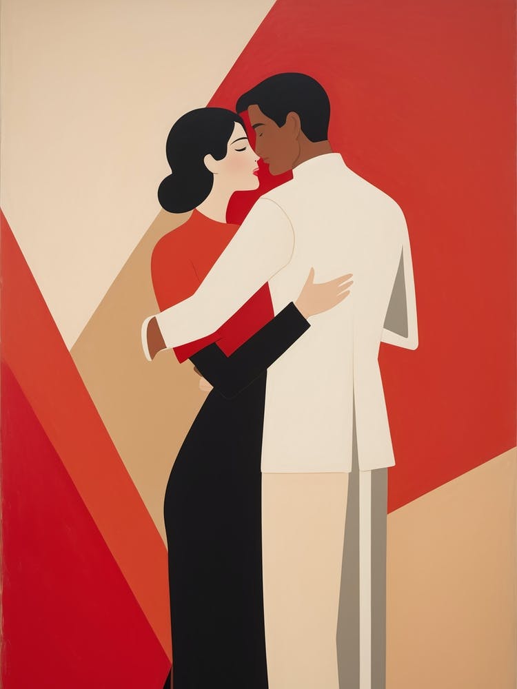 'The Dance' Abstract red and beige Art