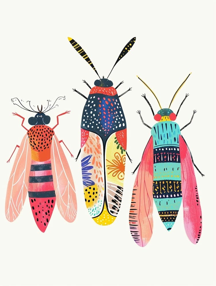 Farbenfrohe Insektenillustration Fliege 8