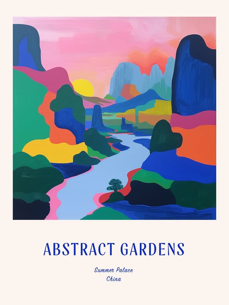 Jardins colorés Summer Palace China 1 Bleu Affiche