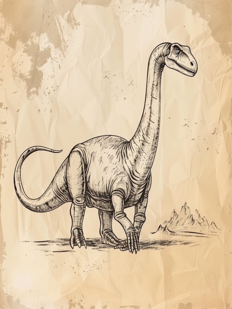 Dimorphodon Dinosaur Sepia Illustration