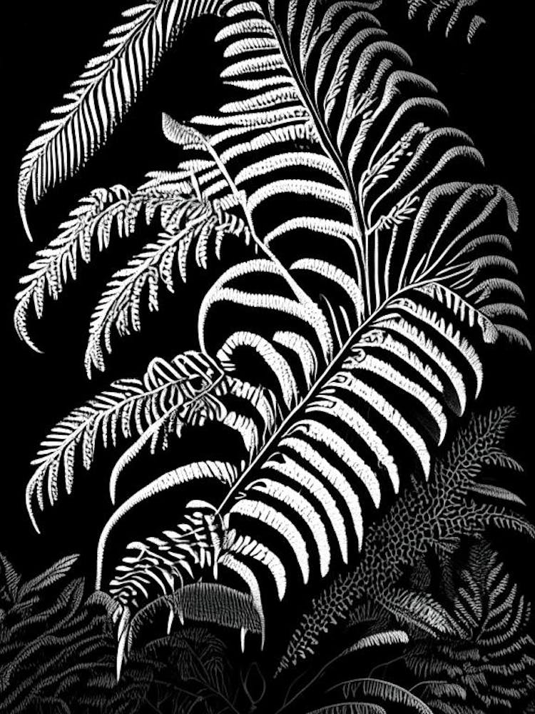Dwarf Tree Fern Linocut