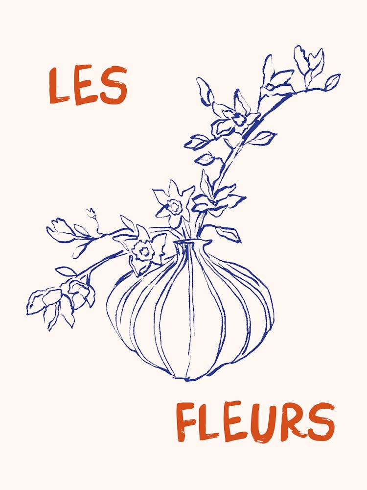 Les Fleurs Blumenvase Handgezeichnet