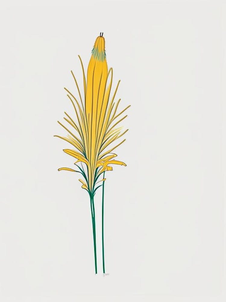 Kniphofia Floral Minimal Line Drawing 2 Flower