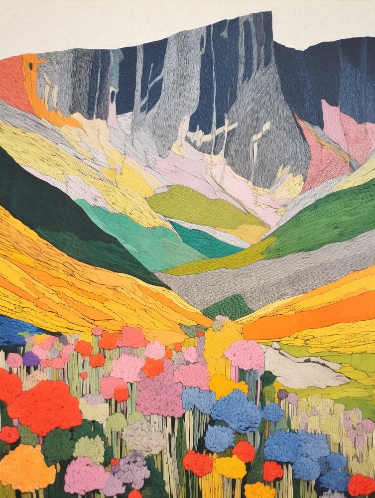 Cadair Idris Wales 2 Colourful Mountain Illustration