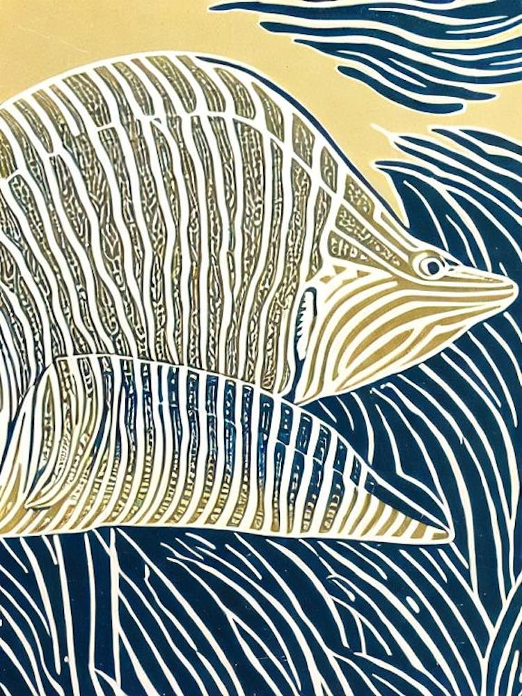 Bluestreak Cleaner Wrasse Linocut