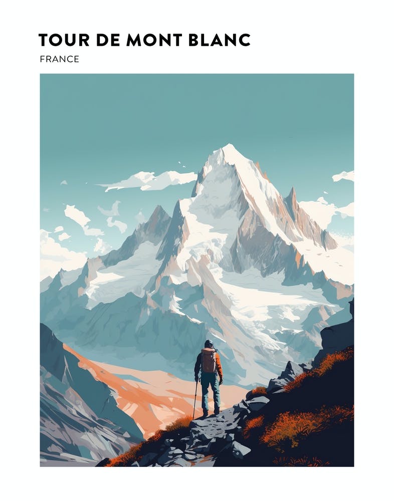 Tour De Mont Blanc France 6 Hiking Trail Landscape Poster