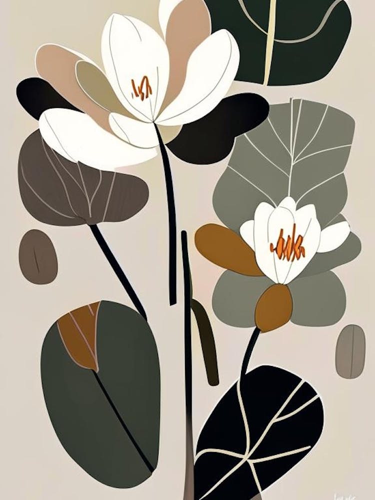 Bloodroot Wildflower Modern Muted Colours