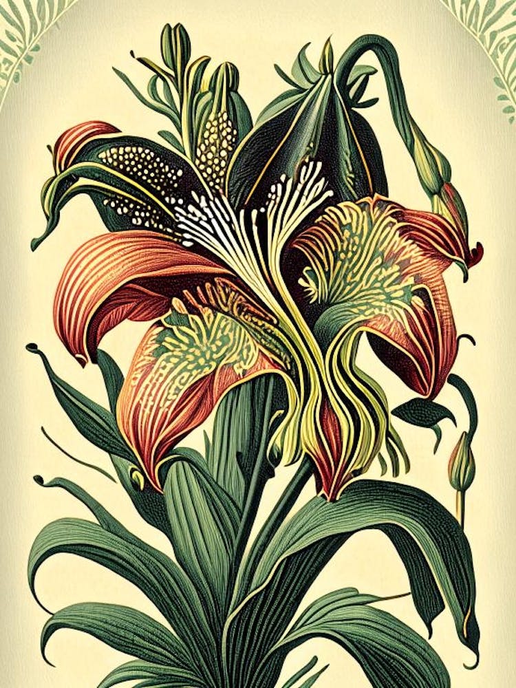 Inca Lily 2 Floral Botanical Vintage Poster Flower