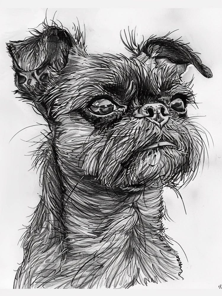 Griffon Bruxellois - Croquis au trait 1