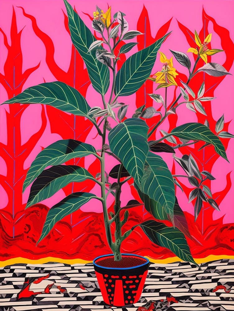 Rosa und rote Pflanzenillustration Croton Norma 1