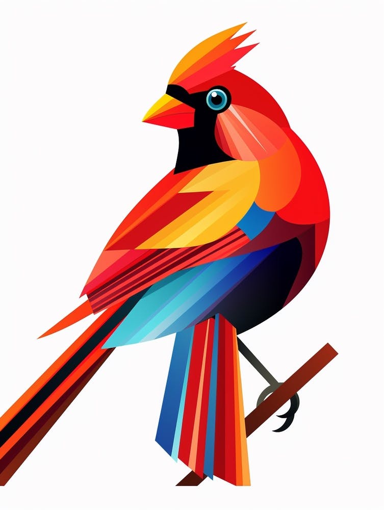 Colourful Geometric Bird Cardinal 4
